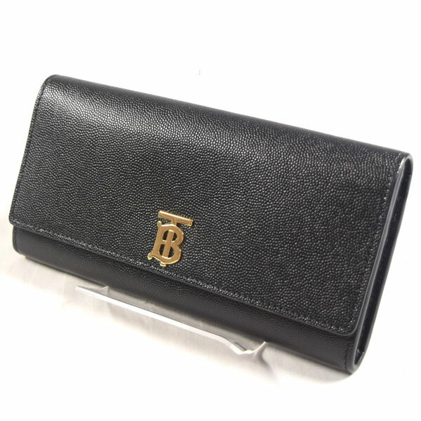 BURBERRY / バーバリー ◆長紙入れ/HALTON/ハルトン/結核症ロゴタイプ/なめし革/保護すること袋付き添い人/黒いこと/美品 8018938 【紙入れ/サイフ/ウォレット/wallet/硬貨】 メンズ流行り物【中古】