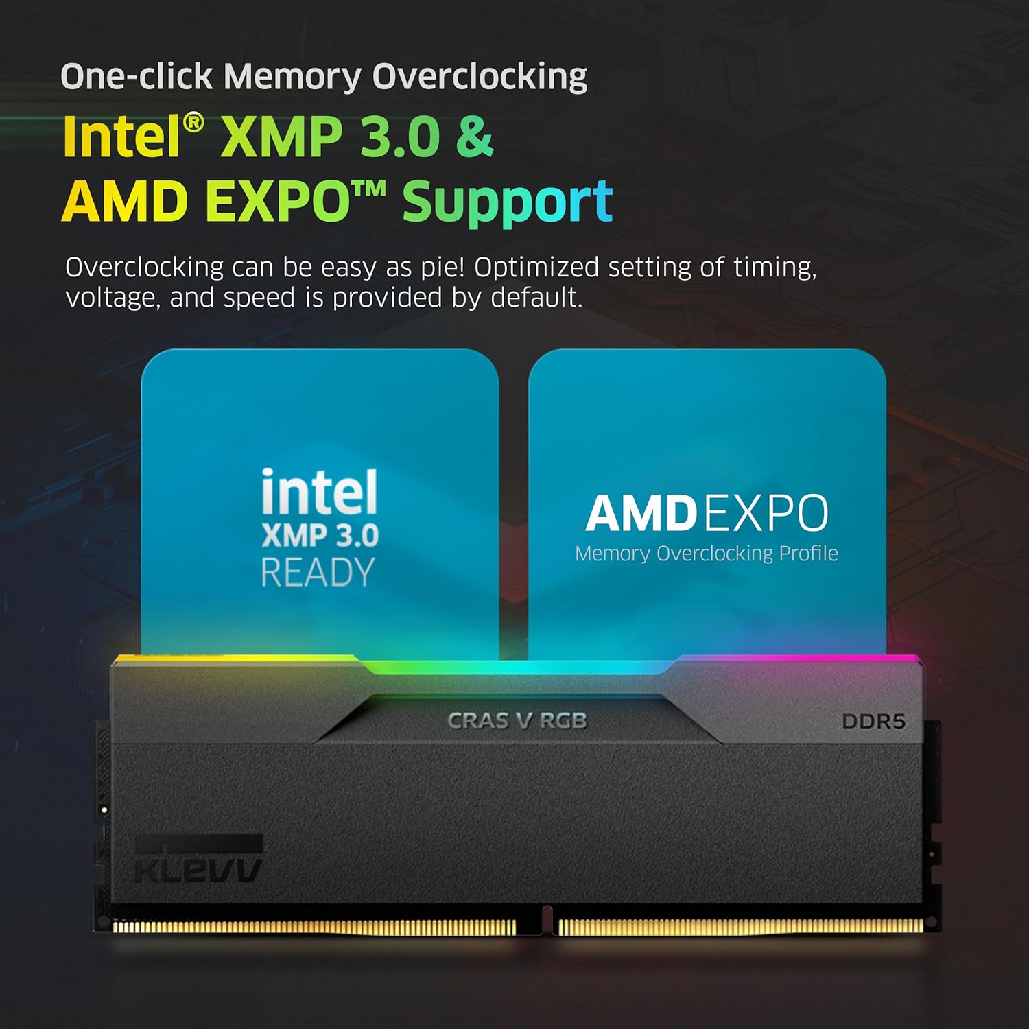 【中古】6ヶ月保証 KLEVV デスクトップPC用 メモリ DDR5 6400 CRAS V RGB CL32 16GB x 1枚 1.35Volt XMP3.0 288pin SK hynix製 メモリチップ採用 KD5AGUA80-64A320G バルク品