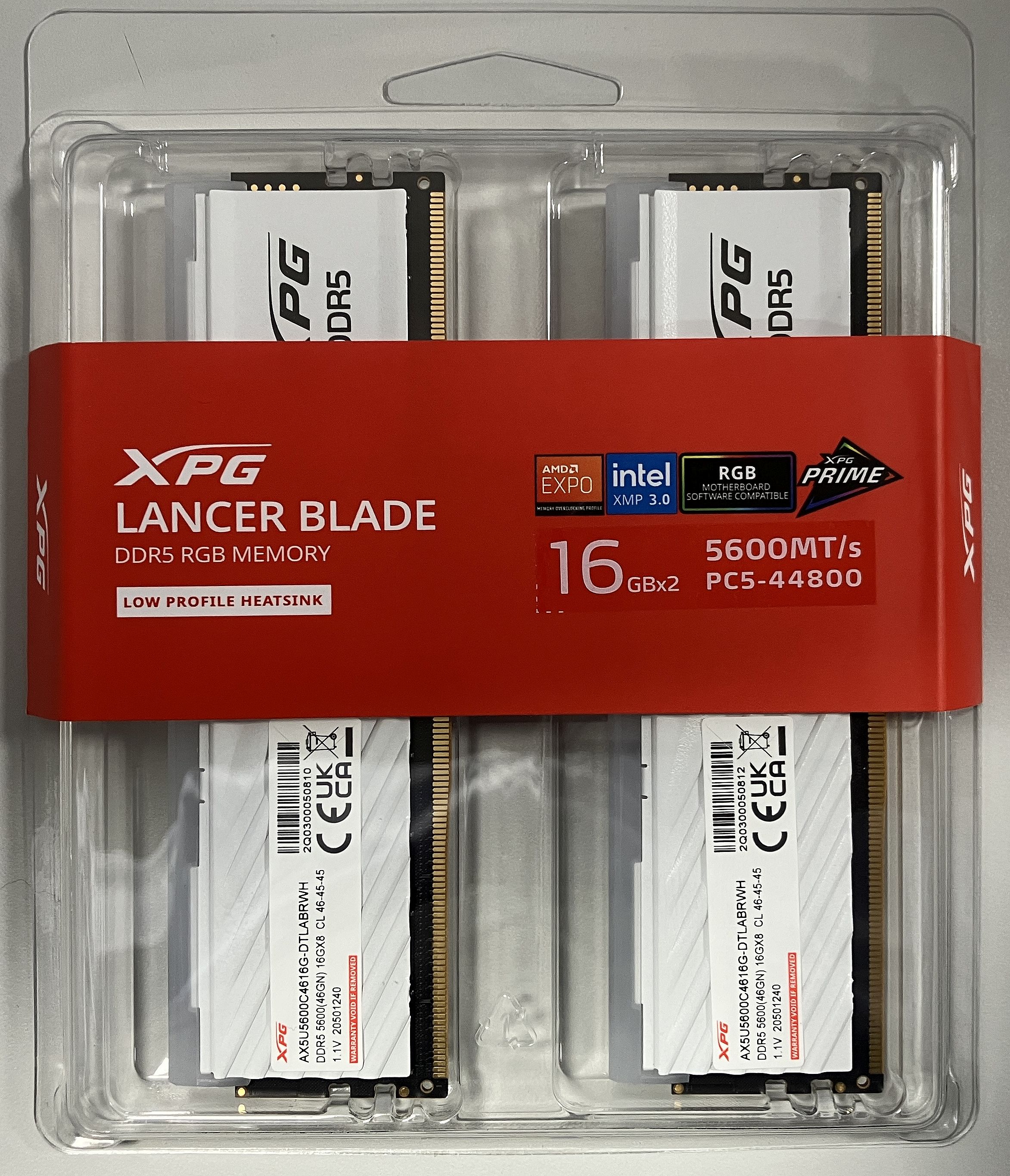 ADATA エイ資料 XPG Lancer Blade パソコン5-44800 DDR5-5600 32GB (16GB x 2枚) CL46 事務机とっ始めパソコン用記憶装置 1.1V AX5U5600C4616G-DTLABRWH