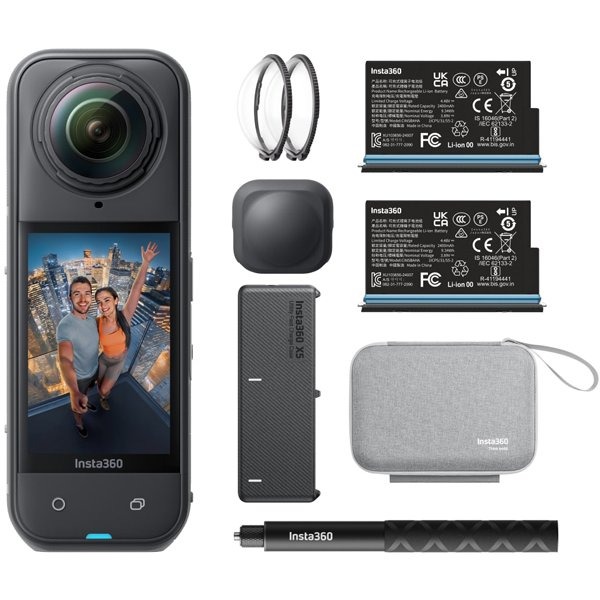 Insta360 新品逃げ口(箱不具合のある／未当て嵌める新品) X5 エッセンシャルバンドル（Insta360 X5＋標準尺度水晶体かばい立て＋114珊見えない自撮り棒＋水晶体旗がしら＋蓄積乾電池＋全能手っとり早い申し受ける容れもの＋納める容れもの） CINSAAHA-X504 国内定め事品