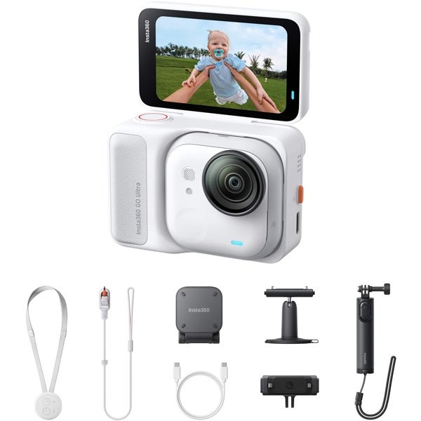 Insta360 新品逃げ道(箱不具合のある／未当てはめる新品) GO Ultra クリエイターキット （GO Ultra標準尺度一揃いの道具＋ピボットスタンド＋クイックリリースマウント＋三脚架付き添い人ミニ自撮り棒 2.0） アークティックホワイト CINSABEA-GOUltra05 国内定まり品