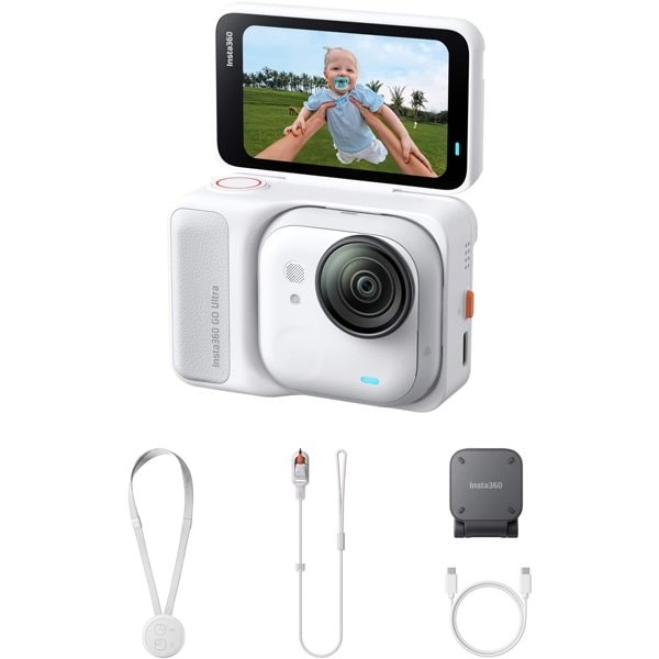 Insta360 新品アウトレット(箱不良/未使用新品) GO Ultra 標準キット 1/1.28インチセンサー 5nm AIチップ搭載 4K60fpsのPOV撮影 手ブレ補正対応 10m防水 アークティックホワイト CINSABEA-GOUltra01 国内正規品|アーキサイト@ダイレクト