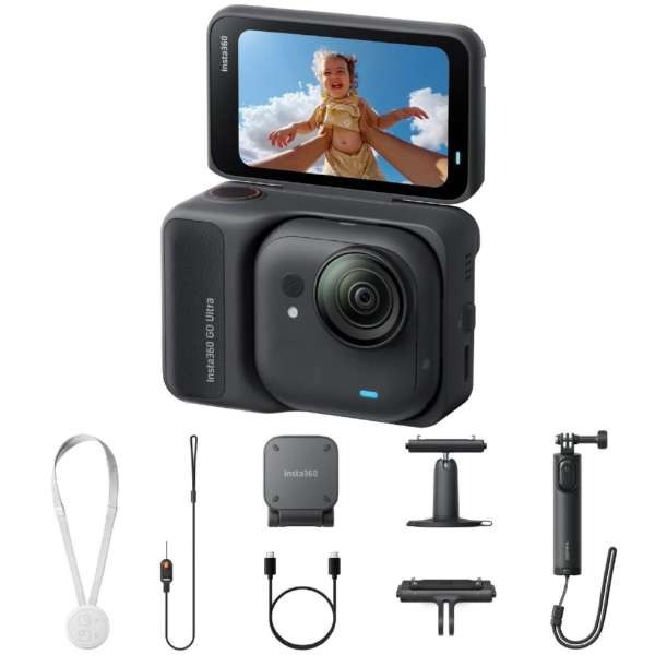 Insta360 新品逃げ道(箱不具合のある／未当てはめる新品) GO Ultra クリエイターキット （GO Ultra標準尺度一揃いの道具＋ピボットスタンド＋クイックリリースマウント＋三脚架付き添い人ミニ自撮り棒 2.0） 十二時黒いこと CINSABEA-GOUltra06  国内定まり品