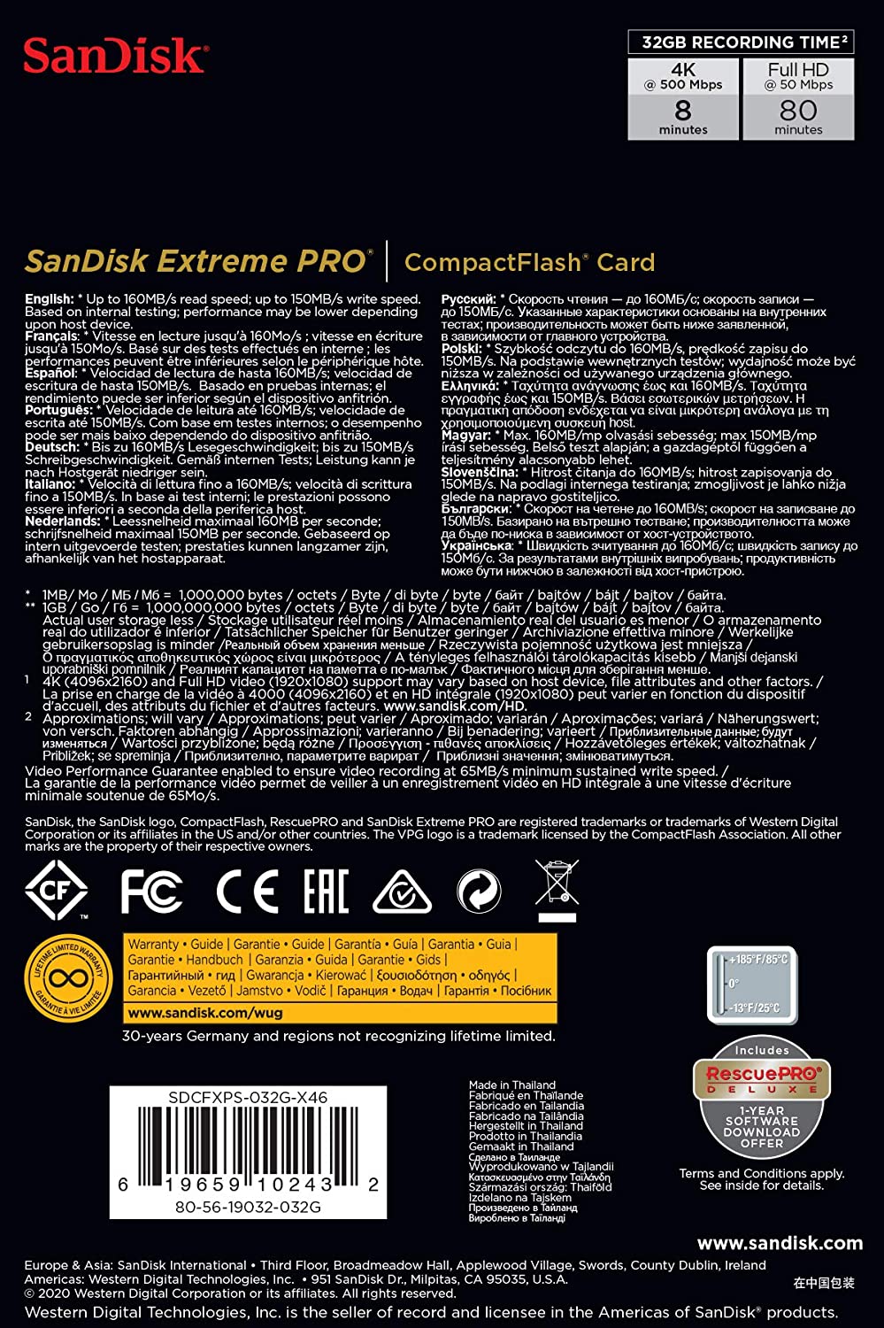 高質 Sandisk 超高速1067倍速 160MB s サンディスク Extreme Pro CFカード 32GB UDMA7対応 SDCFXPS- 032G-X46 qdtek.vn