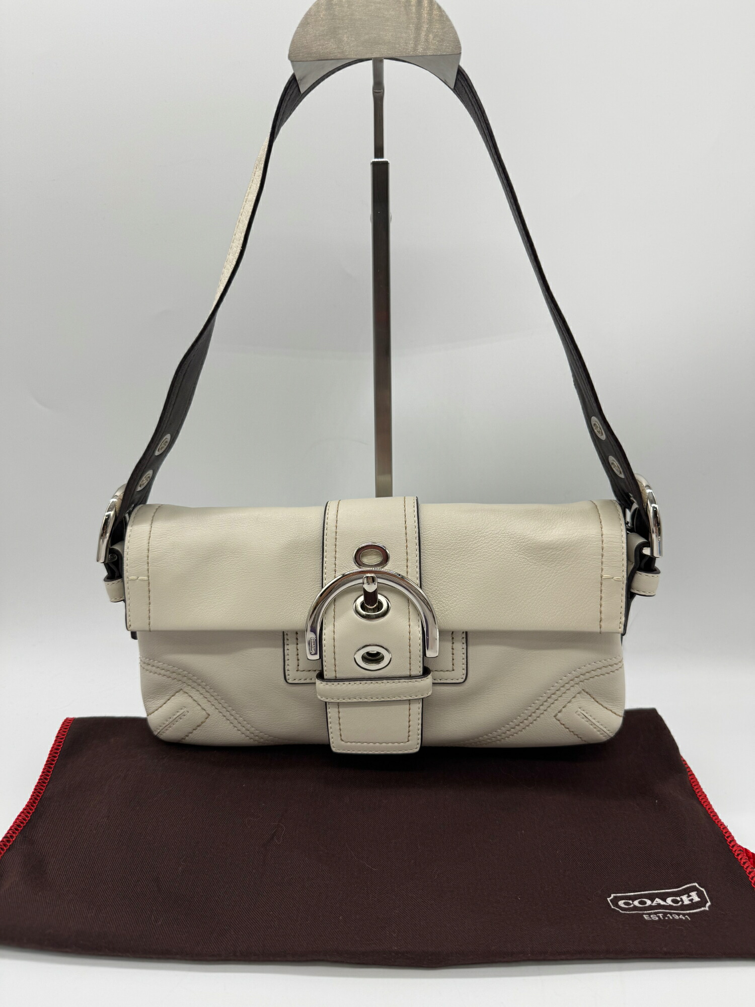 【美品】コーチ職 COACH 8A05 壱ショルダーバッグ 肩がけ 下げ翼御徒面子 鞄 鞄 なめし革 オールなめし革 白いこと 白いこと B価値づける レディース 中古 P2576