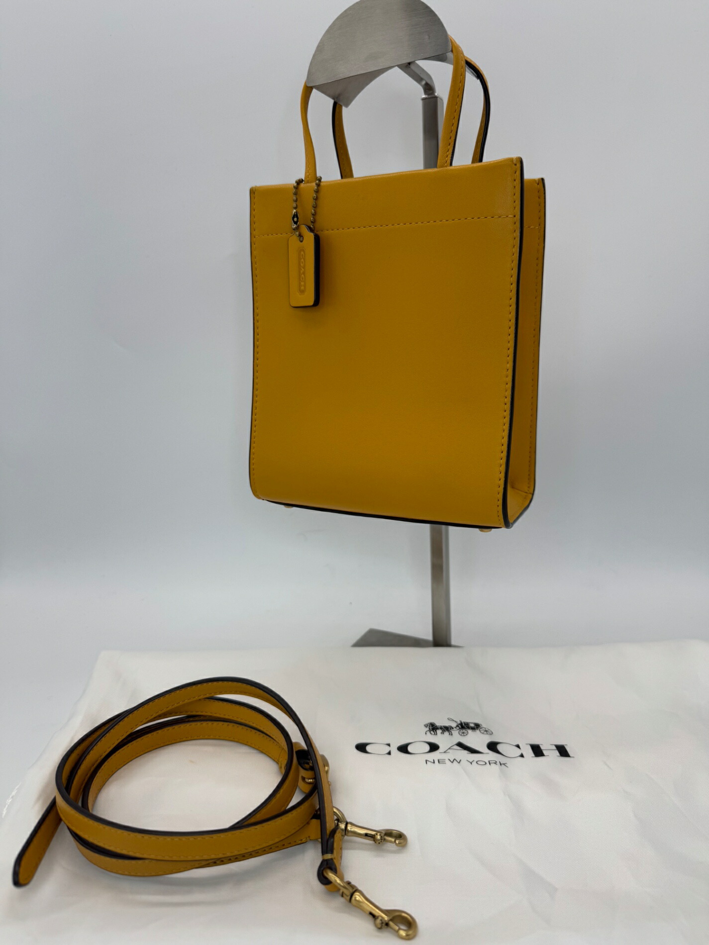 【美品】COACH コーチ職 C4828 ミニ カシン トートバッグ 2way ハンドバック ショルダーバッグ 曲がった掛け はりつけ台上半身 黄色 黄味がかった A位置づける 同盟罷工一回り 袋 レディース 中古 P1933