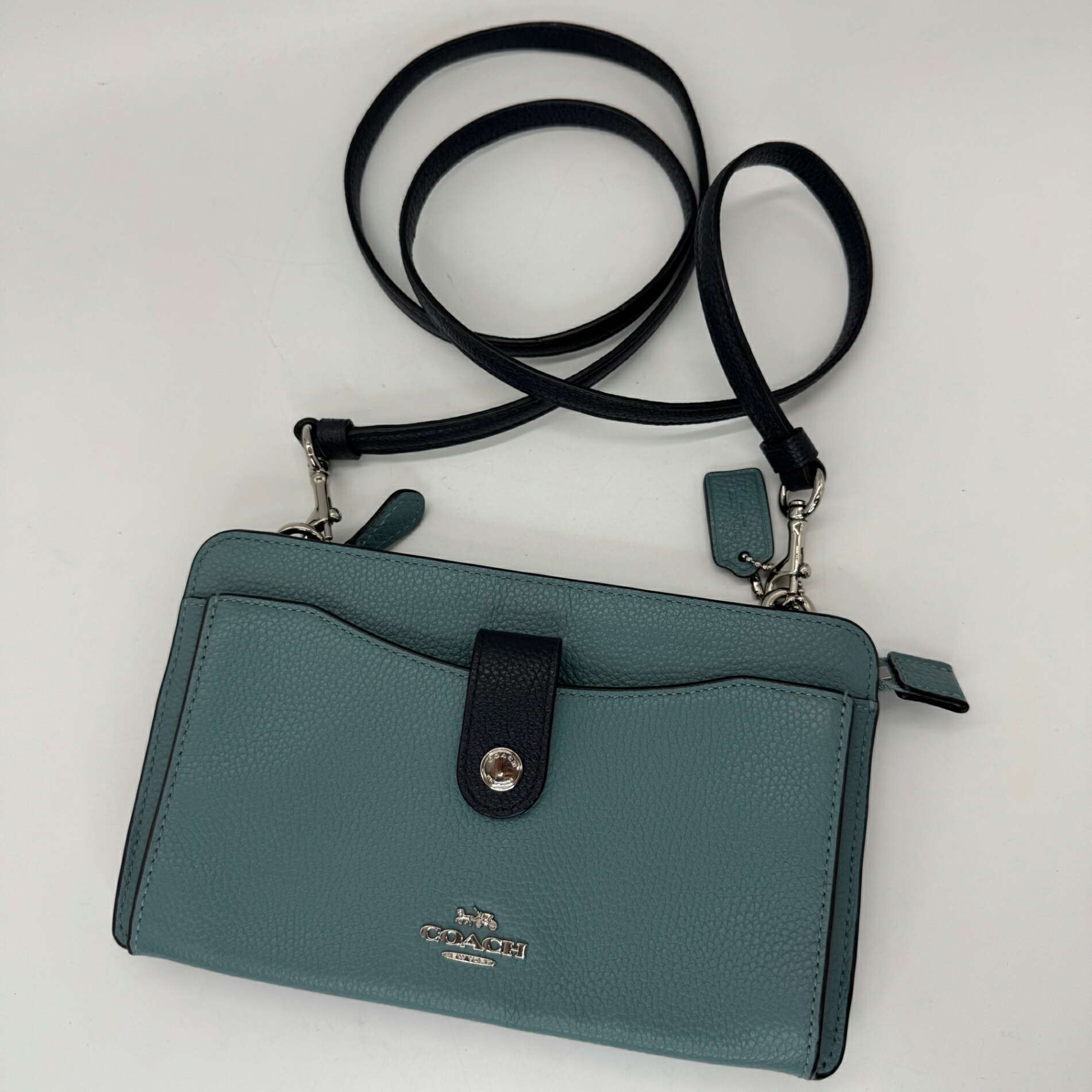 【美品】COACH コーチ職 23337 ノアポップアップ 飛脚屋 ショルダーバッグ 曲がった掛け 差し交わす上半身 2017年製 緑であること 緑 A序列付ける 同盟罷業一回り レディース 中古 P1850
