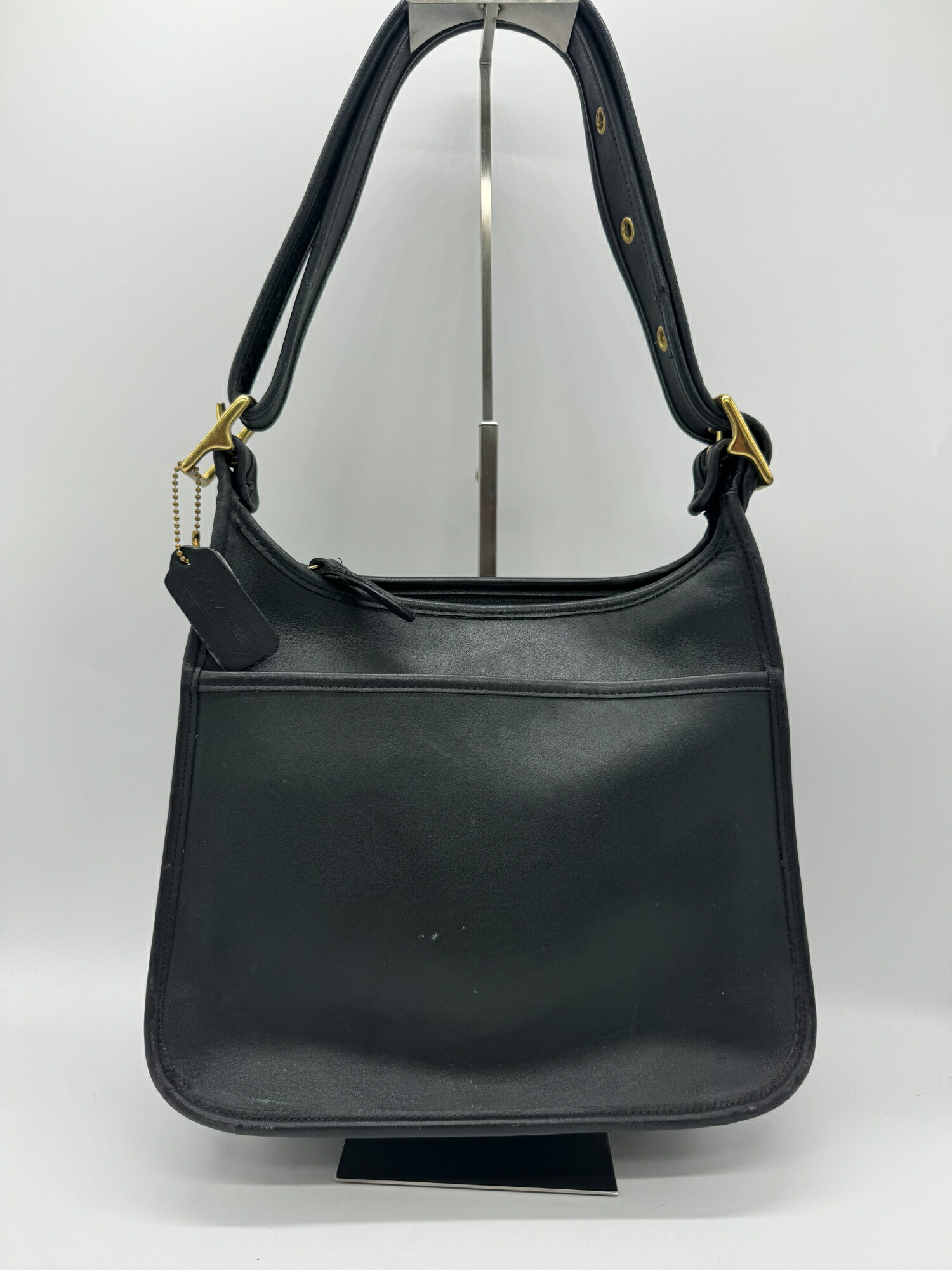 【良品】 COACH コーチ グローブレザー USA製 オールドコーチ 9966 ショルダーバッグ ブラック 肩掛け 斜め掛け クロスボディ ポシェット 鞄 カバン 希少 レア ヴィンテージ グラブタンレザー 本革 皮 レディース メンズ 中古 coach P3378|arco iris 店