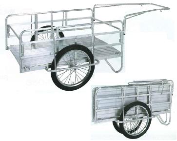 折りたたみ式アルミリヤカー（荷台幅800×長さ1200・側板なし・ノーパンクタイヤ） メーカー直送品 代引利用不可 個人宅不可 昭和ブリッジ NS8-A2