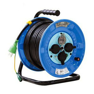 防雨型電エドラム(屋外型)30m アース付／過負荷漏電遮断付【取寄品】 日動 NPW-EK33 ｜大工道具・金物の専門通販アルデ