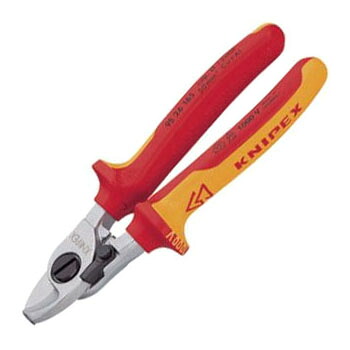 絶縁ケーブルカッター(バネ付)1000V 全長165mm KNIPEX(クニペックス) 9526-165