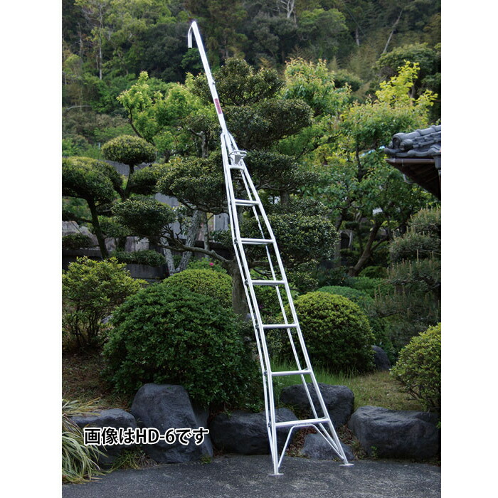 アルミ一本梯子(頭部固定タイプ) 頭部形状(2)フックタイプ 全長2.94-3.44m 受注生産 直送 代引不可 ナガノ HD-5