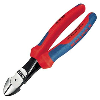 バネ付強力型斜ニッパー(SB)長さ180mm KNIPEX(クニペックス) 7412-180