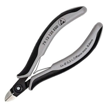 エレクトロニクスニッパー 長さ125mm KNIPEX(クニペックス) 7912-125ESD |大工道具・金物の専門通販アルデ