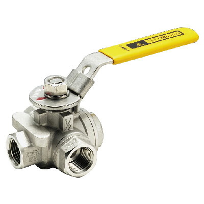 ステンレス製3方向ボールバルブ クラス1000 Lポートタイプ ネジ(Rc)1”1/2 フローバル V32L-12