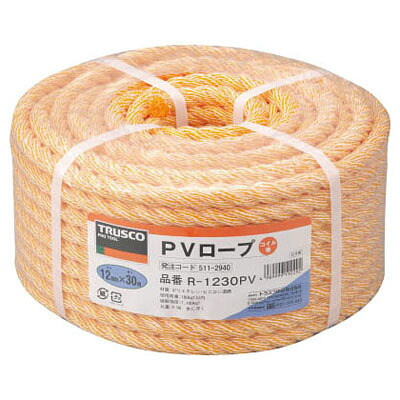 PVロープ(3つ打タイプ)12mm×30m(1巻価格) トラスコ R-1230PV