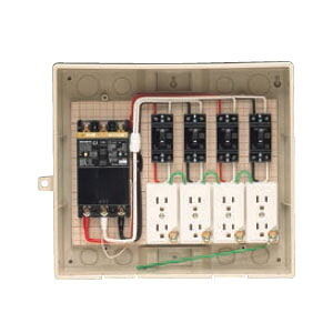 屋外電力用仮設ボックス(漏電しゃ断器・分岐ブレーカ・コンセント内蔵)(1個価格) 未来工業(MIRAI) 13-4C4