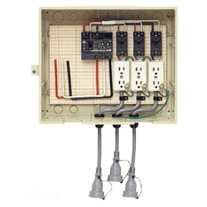 屋外電力用仮設ボックス(漏電しゃ断器・分岐ブレーカ・コンセント内蔵)30mA(1個価格) 未来工業(MIRAI) 14-33CBL |大工道具・金物の専門通販アルデ