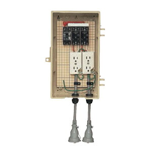 屋外電力用仮設ボックス(漏電しゃ断器・分岐ブレーカ・コンセント内蔵)30mA(1個価格) 未来工業(MIRAI) 3A-22CB