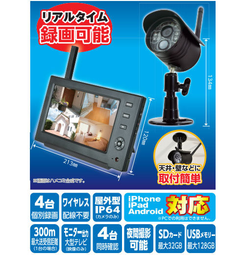 日動工業 ワイヤレスモニタリングカメラWSC-W03MOW-1P 1台 :ds-2294252