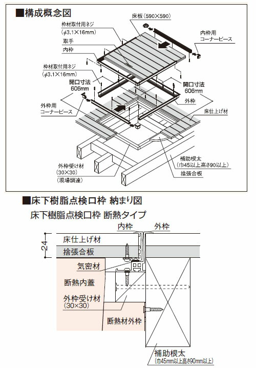 枠のみ 断熱タイプ 腰袋 622 622 146mm 1台価格 断熱タイプ フクビ化学 アイボリー 1台価格 床下樹脂点検口 Jtd60v 大工道具 金物の専門通販アルデ