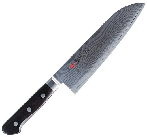 34層ダマスカス鋼 口金付黒合板柄 三徳 全長300×刃渡180mm 関兼常 KC-103