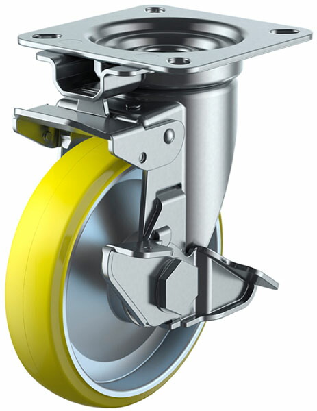 JK-S型 自在車 旋回固定式・ストッパー付 150mm 帯電防止ウレタン ※受注生産品 ユーエイキャスター UWEJK-150S
