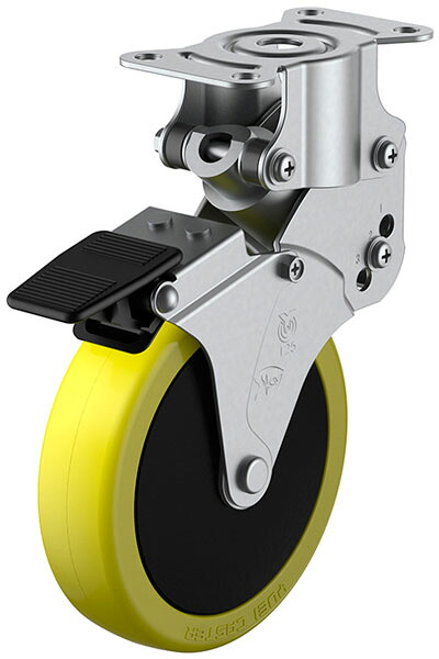 SKY-R-S型 緩衝器付・固定車 ストッパー付 100mm ※受注生産品 ユーエイキャスター SKY-R100SUES-2