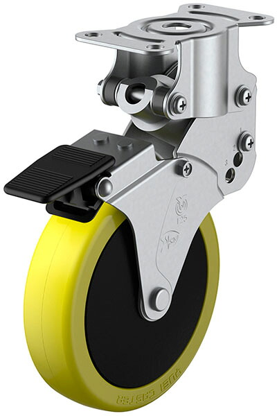 SKY-R-S型 緩衝器付・固定車 ストッパー付 125mm ※受注生産品 ユーエイキャスター SKY-R125SUES-1