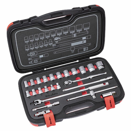 1/2差し込み角 DR 24PC ソケットレンチセット 取寄品 SEK(スエカゲ) PA4024 ( ソケット ユニバーサルジョイントエクステンションバー スライディングTハンドル スマートヘッドラチェット フレックスハンドル )｜大工道具・金物の専門通販アルデ 17,591円
