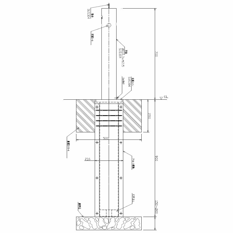 人気モデルの 取替支柱のみ 車止めポール上下式端部鎖なし 400研磨仕上げ直径114 3mm 高さ700mm ステンレス製メーカー直送サンキンメドーマルクjn 11cnt Torikaesityuu 駐車場用品駐車場