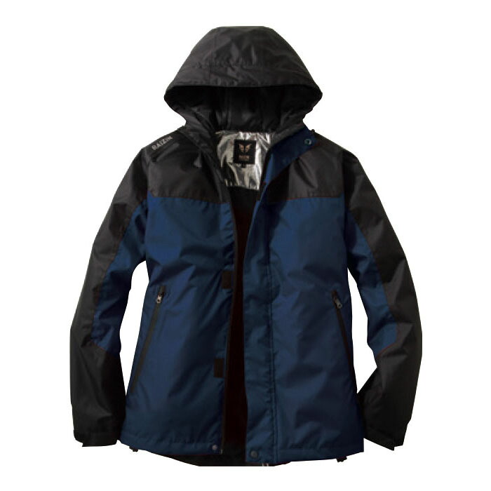 雷神 防水防寒ジャケット 3ネイビー サイズL 服地のみ 取寄品 サンエス BO31800-3-L ( 作業着 作業服 屋外作業 庭作業 寒さ対策 暖かい 工場 倉庫 釣り アウトドア 冬 雪山 ワーク バイク 登山 中綿 防寒 雷神服 )