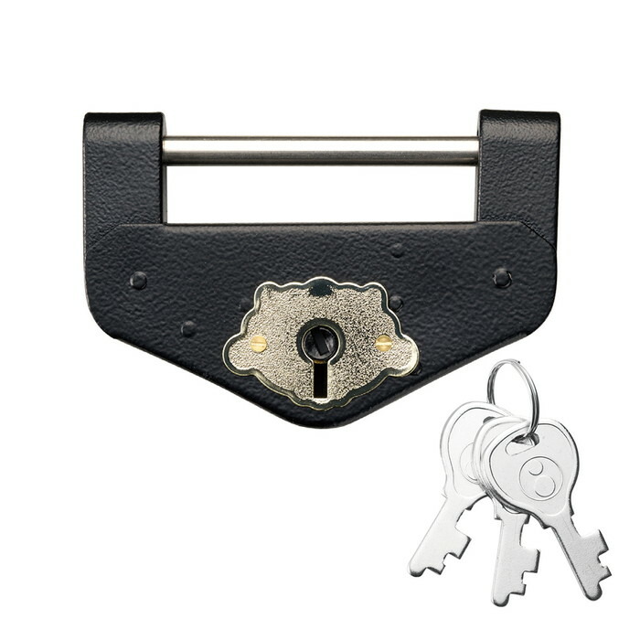 エイト倉庫錠 カギ3本付 ブラック 中(2号) 6個価格/箱 取寄品 エイト DL-1 ( 錠前 鍵 扉 倉庫 寺 神社 仏閣 )