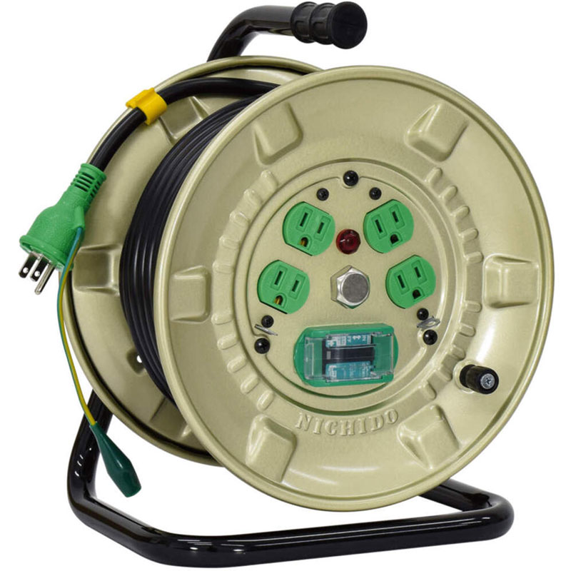 標準型電工ドラム 100V(屋内型) アース付 漏電保護専用ブレーカー付 30m 取寄品 日動 NNP-EB34 ( 単相100V ポッキンフラグ コードリール )