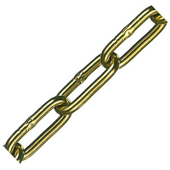 アルミカラーチェーン(ゴールド)線径4×内長30×内巾6.5mm 1巻30m価格 水本機械 AL-4CG