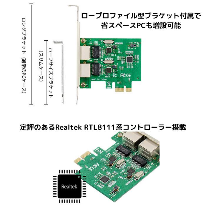 市場 訳あり PCI Express接続 箱潰れ デュアルギガビットLANボード エアリア