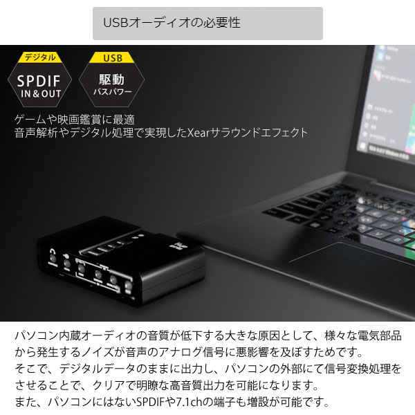 楽天市場 Area Usb接続 マルチサウンドアダプタ Spdif ライン入力 マイク入力 7 1ch出力 Kyo Ons Power Sd U1sound T6 エアリアダイレクト楽天市場店