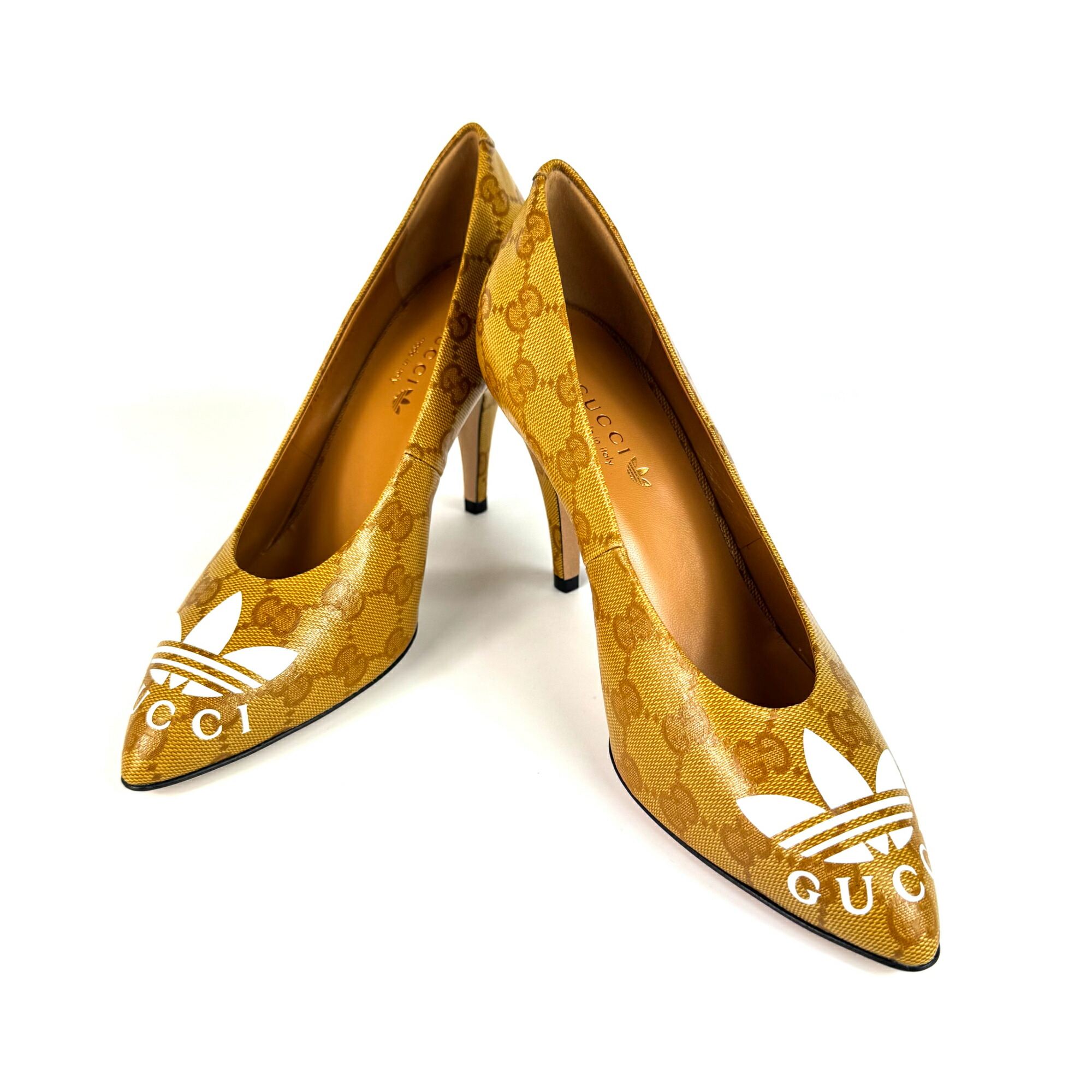 【新品】グッチ GUCCI × アディダス コラボ ヒール ミュール パンプス GUCCI - 新品Gucci×adidasアディダスグッチGGクリスタルヒール