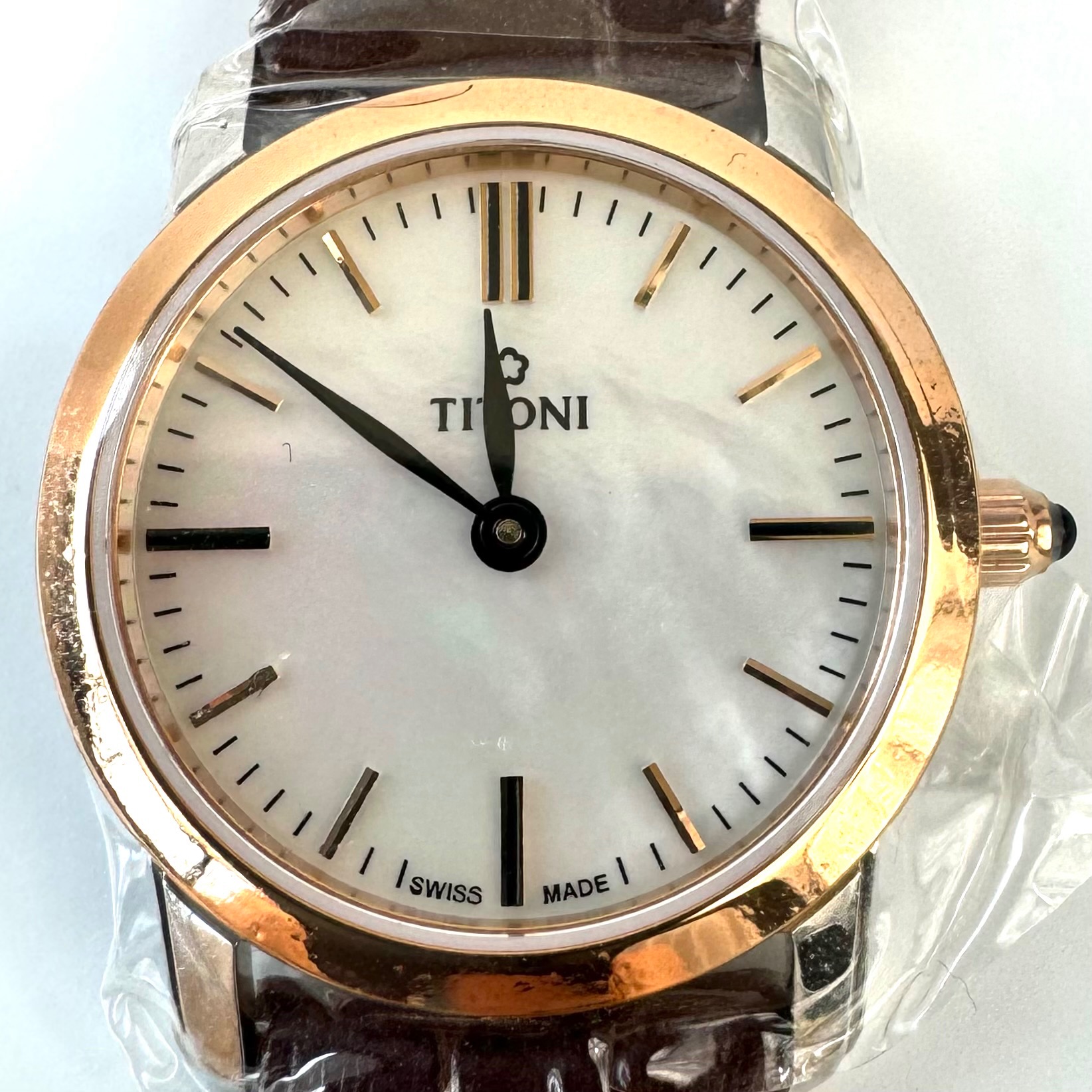 腕時計 レディース チトニ TITONI TQ 42918 SRGST-587 スレンダーライン クォーツ シェル 2針 革ベルト|エリアールショップ 店