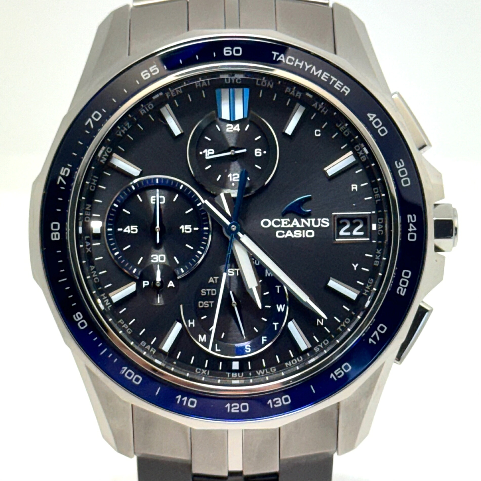 高級腕時計 メンズ カシオ CASIO オシアナス OCEANUS Manta S7000 Series OCW-S7000-1AJF 電波ソーラー モバイルリンク デイト表示 黒 チタニウム
