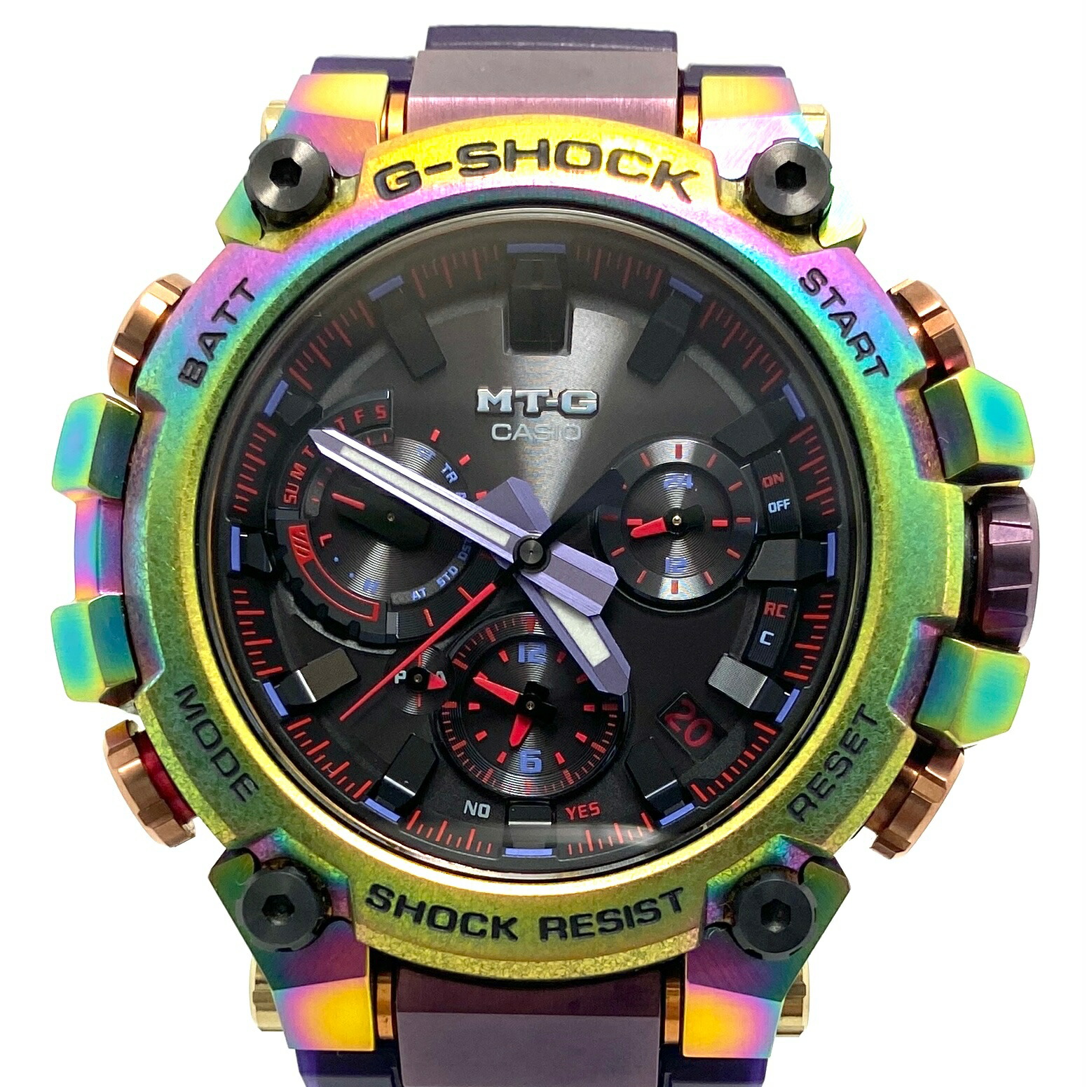 【美品・希少】腕時計 メンズ カシオ CASIO G-SHOCK MT-G MTG-B3000PRB-1AJR オーロラオーバル 電波ソーラー モバイルリンク 黒 デイト表示 ウレタンベルト 生産終了モデル｜エリアールショップ　店