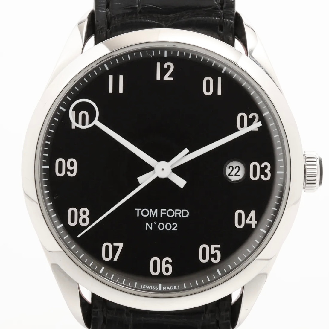 中古 腕時計 メンズ トムフォード TOM FORD N.002 TFT002003 自動巻 黒 デイト表示 革ベルト|エリアールショップ 店