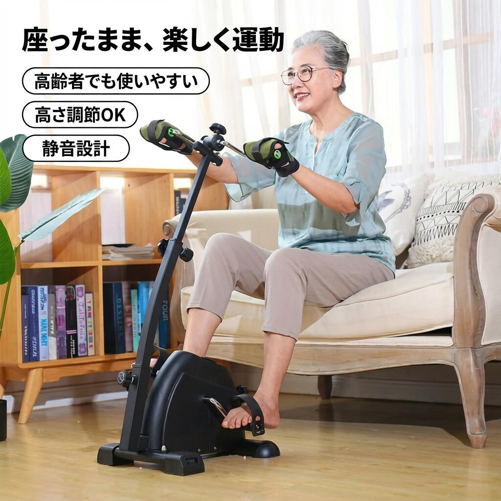 【家庭で使える】高齢者向け エアロバイク ペダルエクササイザー 調整可能 ハンドアームレッグ＆ニー フィットネス リハビリ機器 母の日 プレゼント ポイント消化 ギフト 人気 おすすめ 父の日 誕生日｜アーガイル