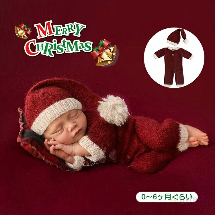 楽天市場】ニューボーンフォト クリスマス 衣装 サンタ ニット帽 月齢