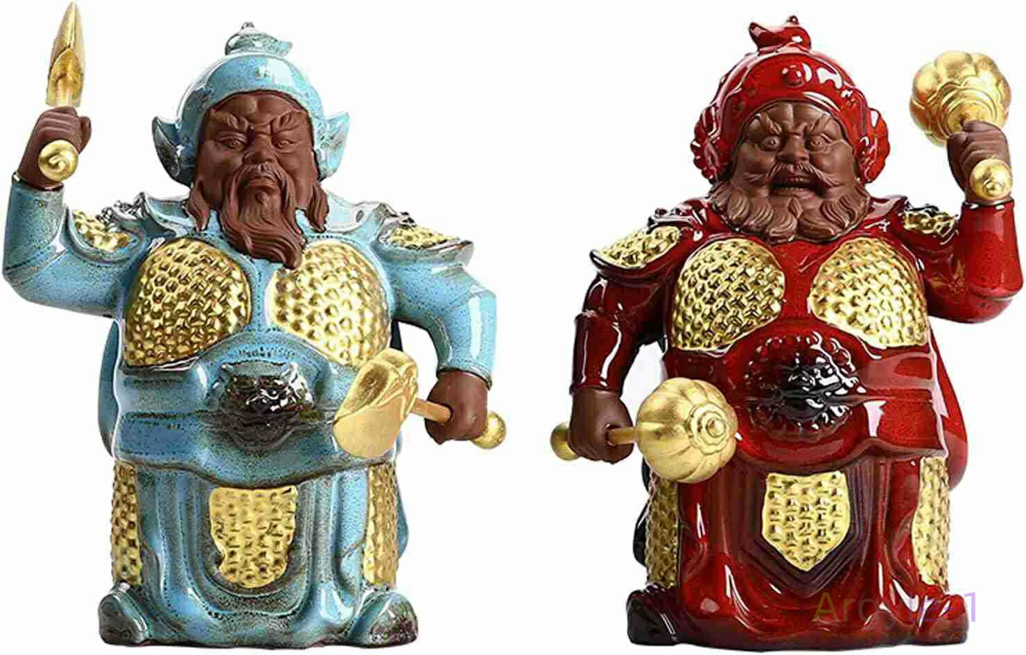 楽天市場】仏像 陶器製 2体組 金仁王像 ア1体とウ1体のセット 規格 大