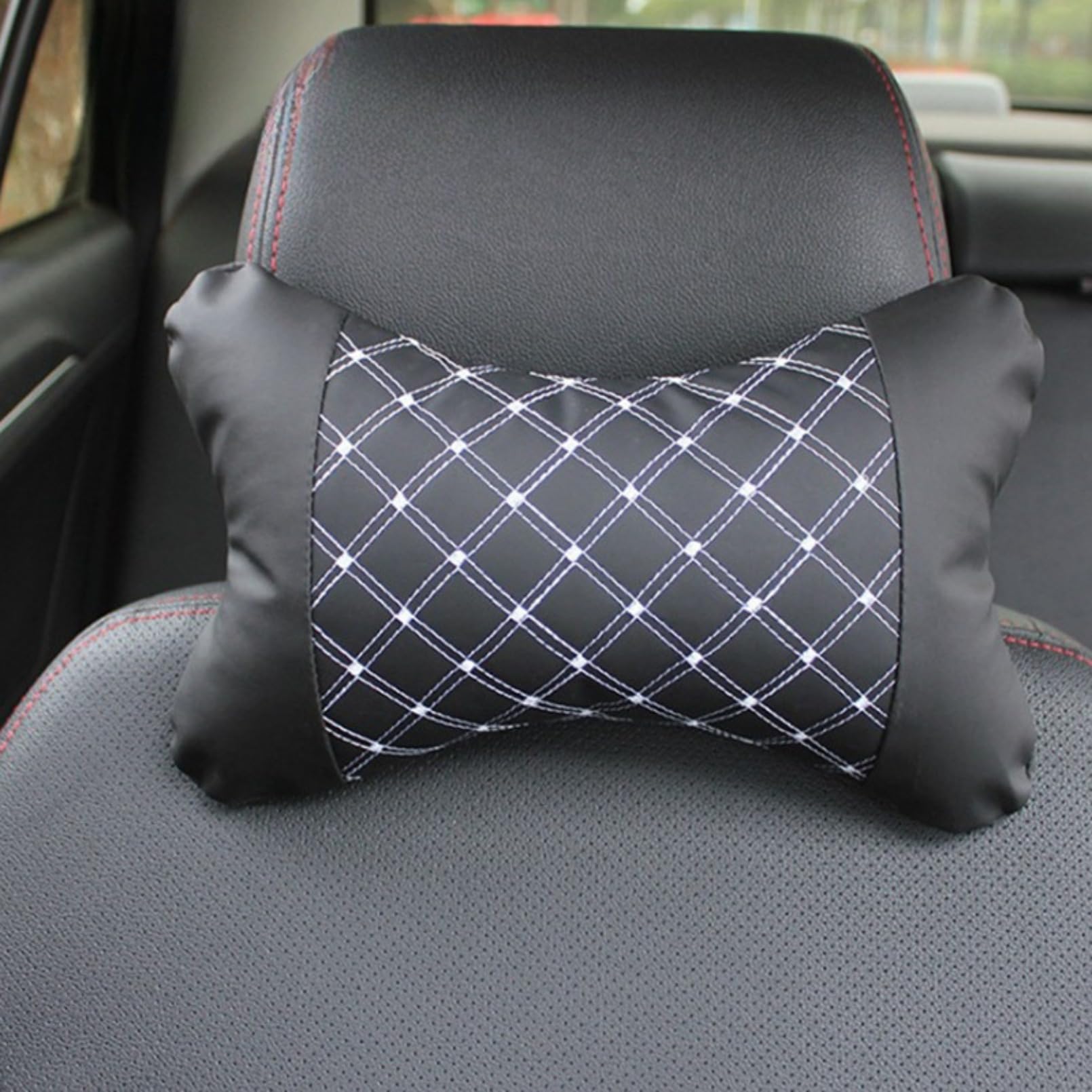 事務室用ヘッドレスト枕 車用低手向かい枕 当てはめる空間的関係 事務室/車中/住まい/差し上げ物用 実用な真似形車内室内装飾品 (白いこと編み ２個書き割り) []