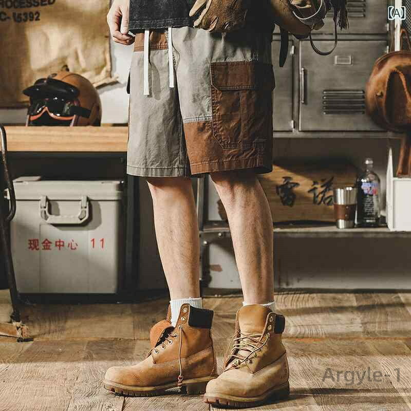 【送料無料】アウトドア キャンプ メンズ パンツ ショートパンツ 夏 アメリカン レトロ コントラストカラー カーゴパンツ カジュアル 5,981円