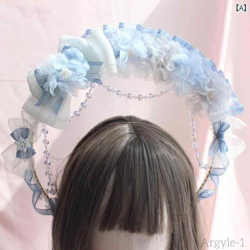 【送料無料】ロリータ ファッション コスプレ ヘアアクセサリー かわいい ガーリー ヘイズブルー ハロー ナイフ フローティング 軽量 涼しい べ て も 深海｜えーあい