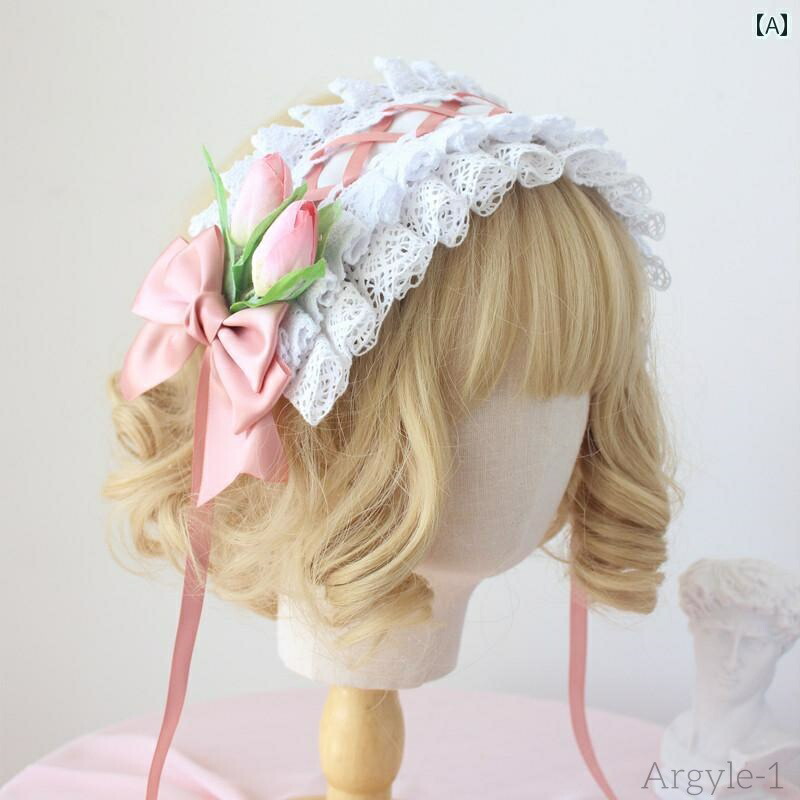 【送料無料】ロリータ ファッション コスプレ ヘアアクセサリー かわいい ガーリー チューリップ 花 ヘア アクセサリー レース リボン フラット ハット