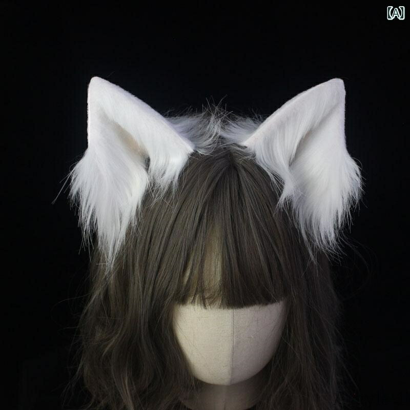 【送料無料】ロリータ ファッション コスプレ ヘアアクセサリー かわいい ガーリー 白 耳 かわいい 黒 耳 キツネ 耳 クリップ ヘッド バンド